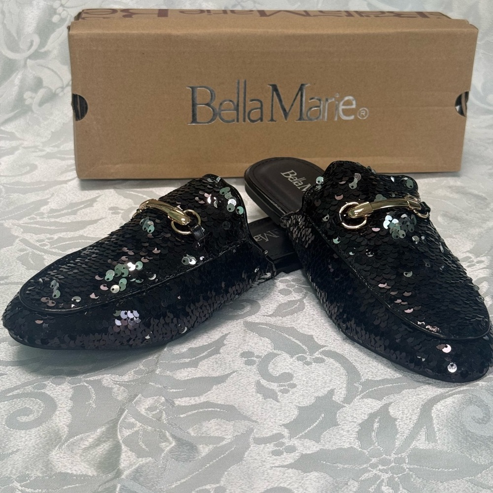Bella Marie Black Sequin Loafers